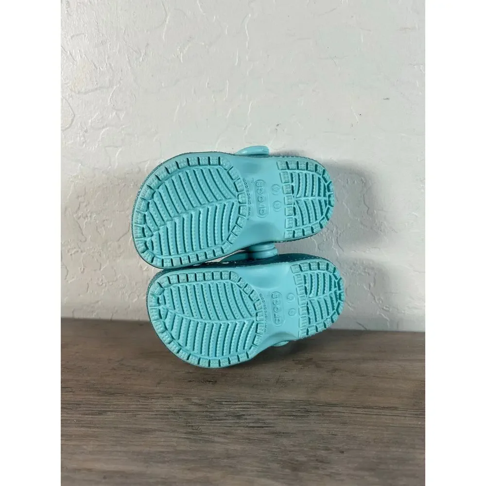 Crocs Classic Teal Blue Glitter- Childs Size‎ 4- New without Tags